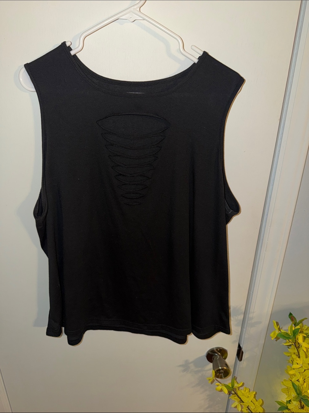 Black Sleeveless Cutout Women's Top